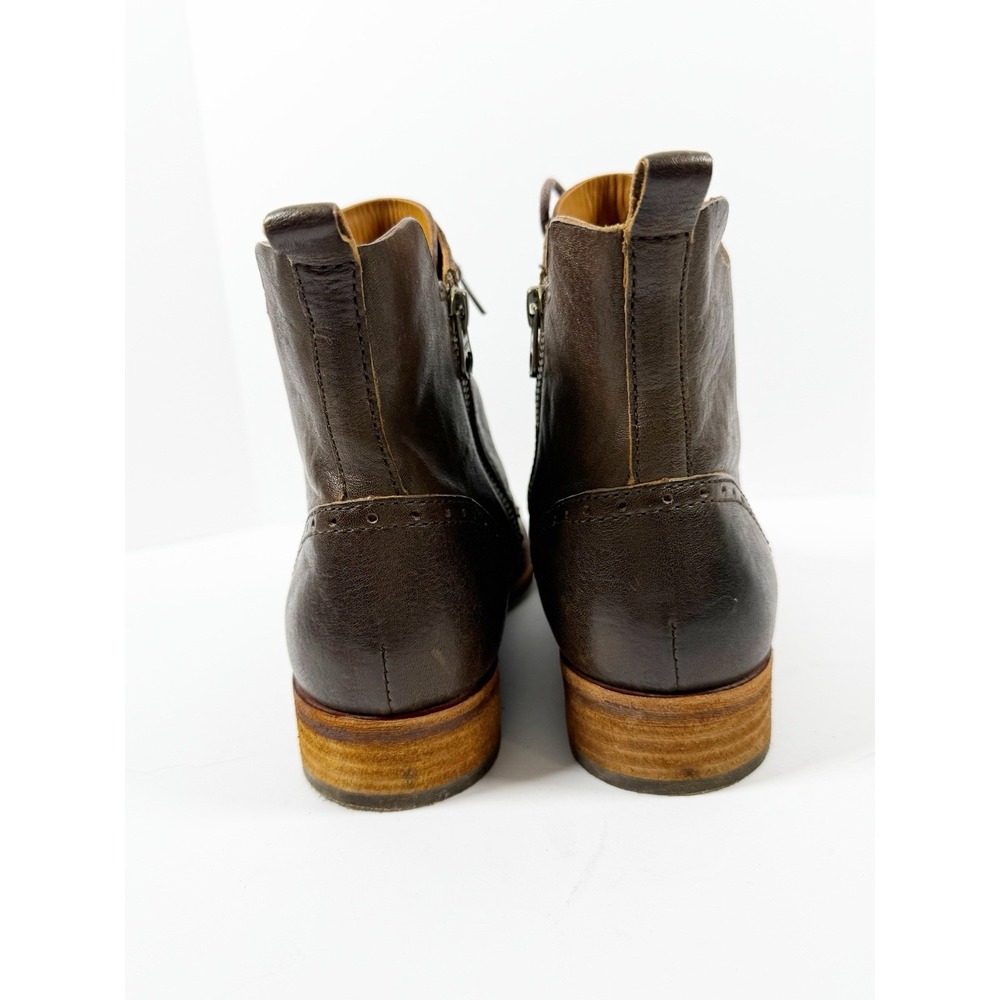 Kork-Ease Brown Leather Lace Up Ankle Boot Cap Toe Equestrian Zip Bootie 7.5 - Picture 5 of 15